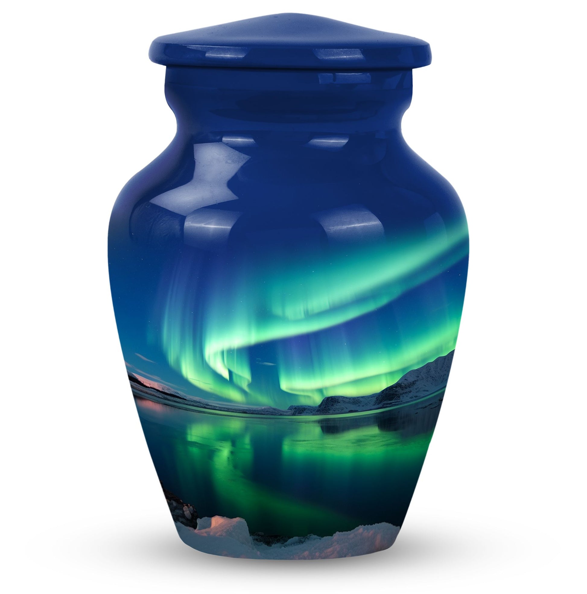 Frozen Landscape - Northern Lights Teardrop, Heart Cremation Urn