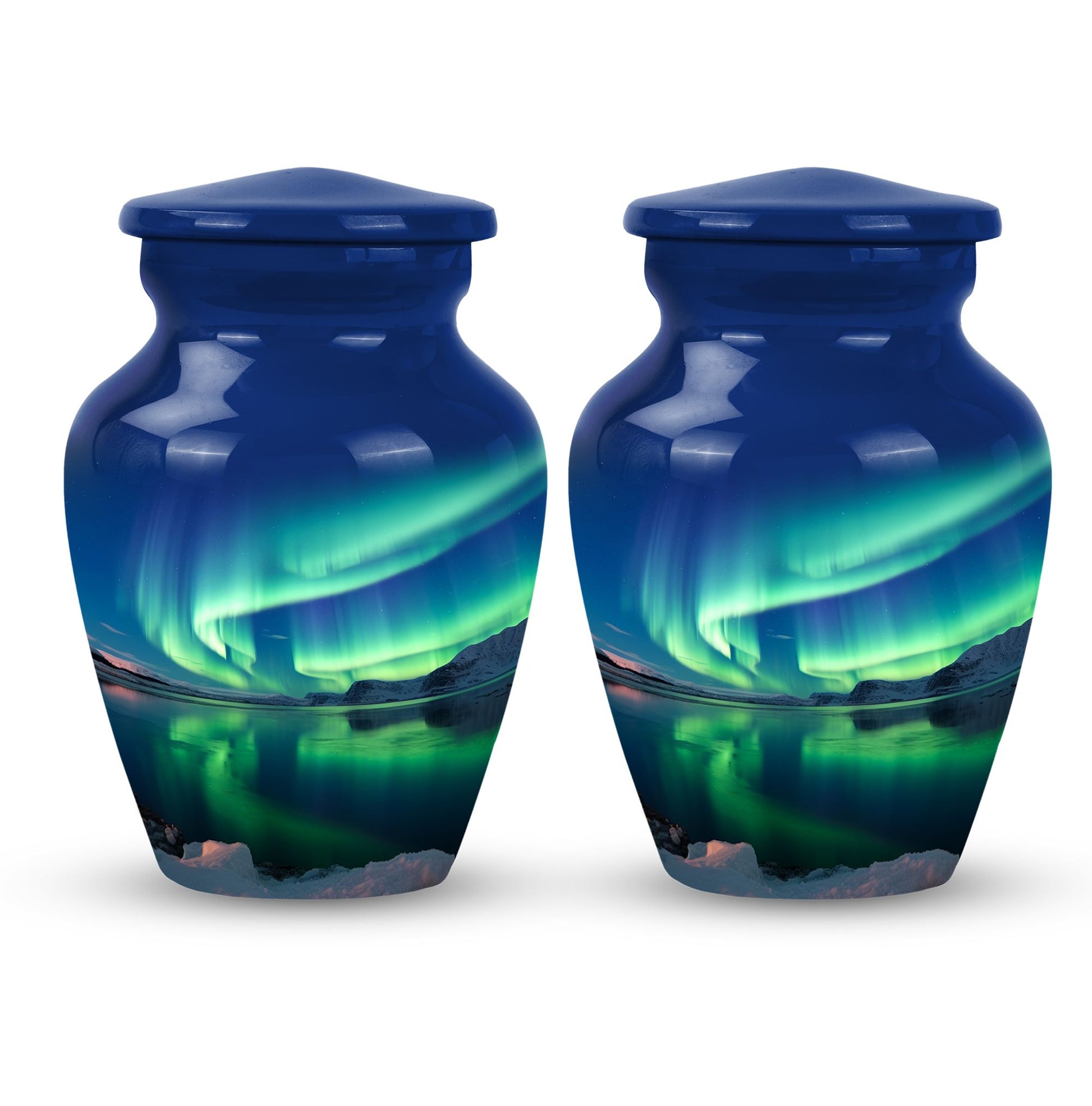 Frozen Landscape - Northern Lights Teardrop, Heart Cremation Urn