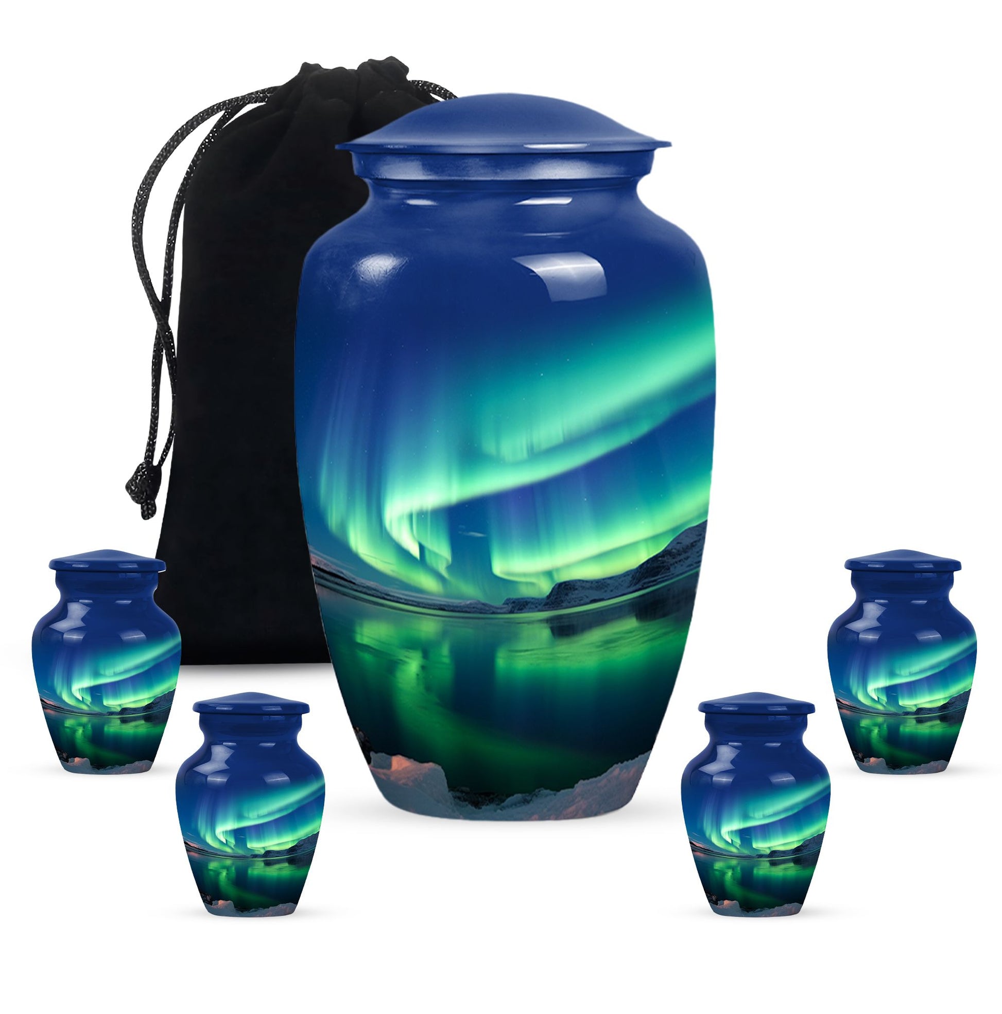 Frozen Landscape - Northern Lights Teardrop, Heart Cremation Urn