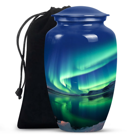 Frozen Landscape - Northern Lights Teardrop, Heart Cremation Urn