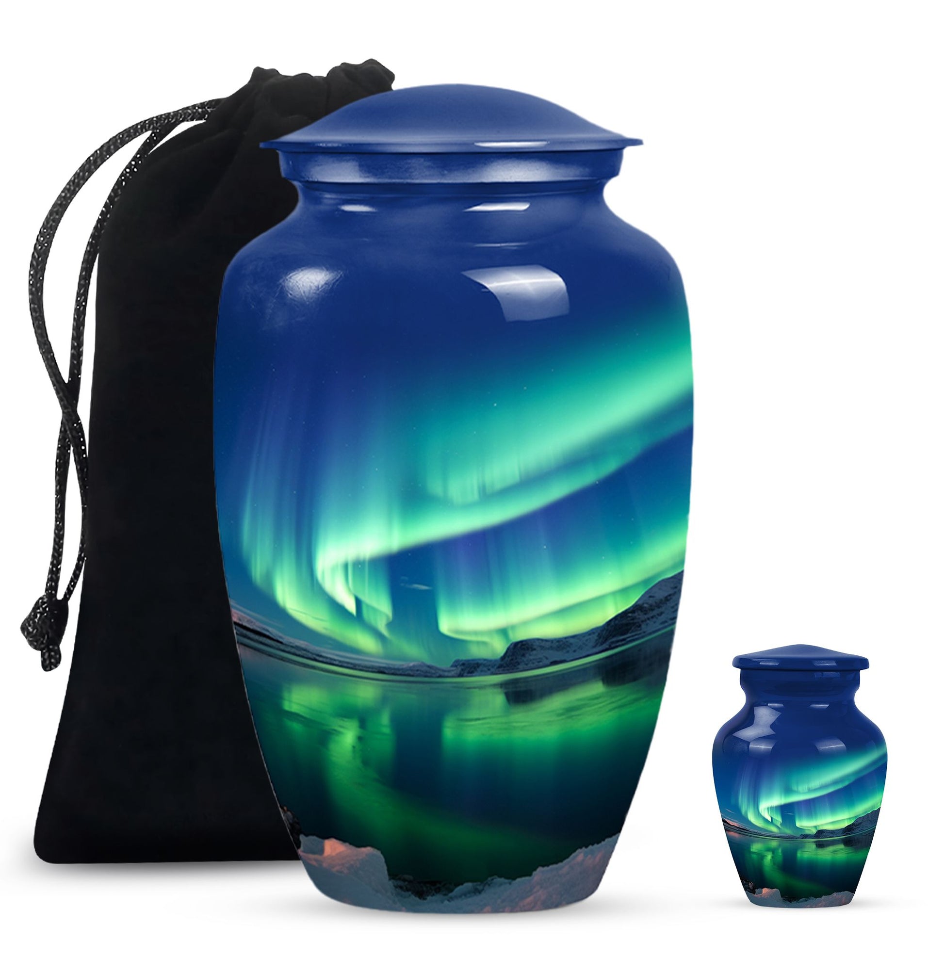 Frozen Landscape - Northern Lights Teardrop, Heart Cremation Urn