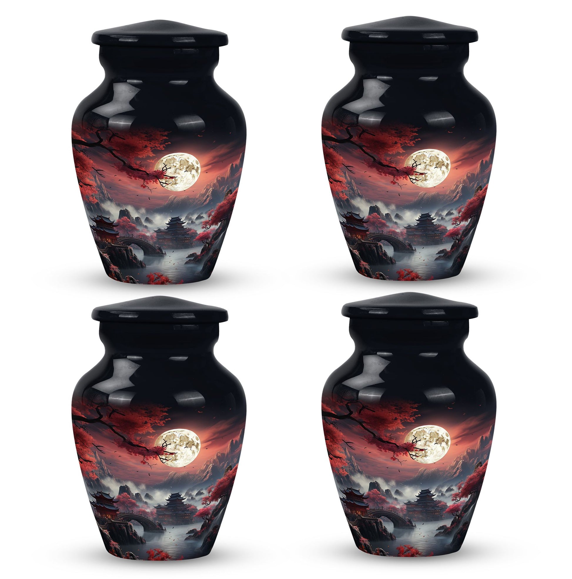 Moonlit Sakura - Moon Urn Large Teardrop, Heart Urn For Ashes