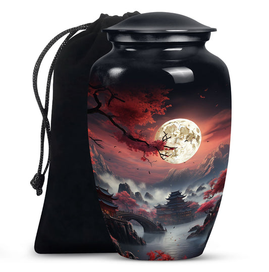 Moonlit Sakura - Moon Urn Large Teardrop, Heart Urn For Ashes
