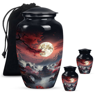 Moonlit Sakura - Moon Urn Large Teardrop, Heart Urn For Ashes