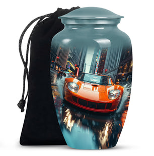 Racing Through Rain - Car Urn Teardrop, Heart Cremation Urn For Ashes