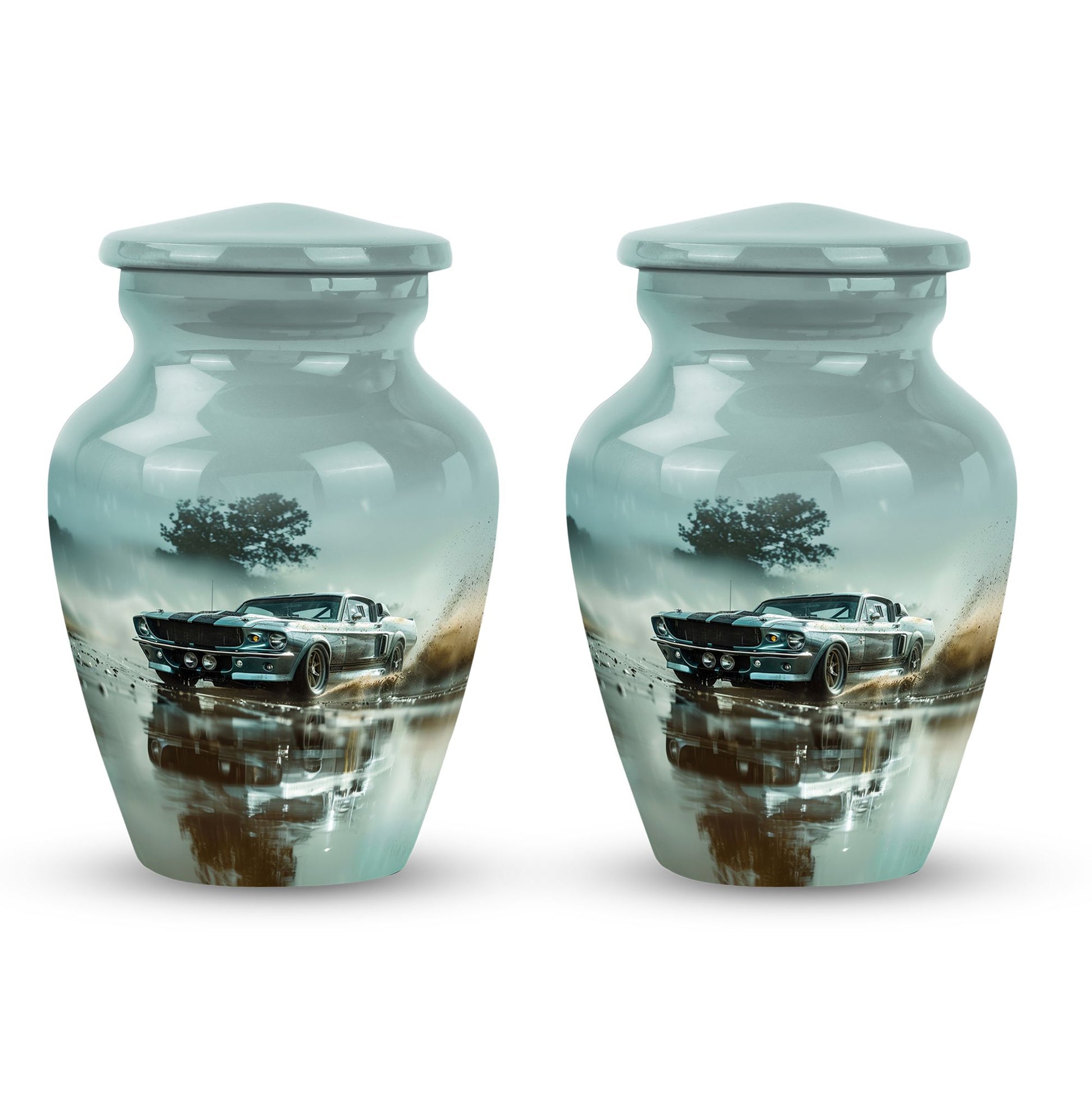 Classic Muscle In The Rain - Car Urn Teardrop, Heart Cremation Urn