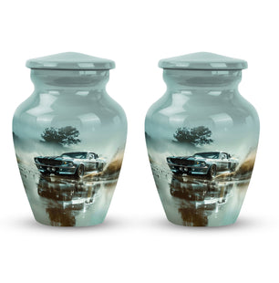 Classic Muscle In The Rain - Car Urn Teardrop, Heart Cremation Urn