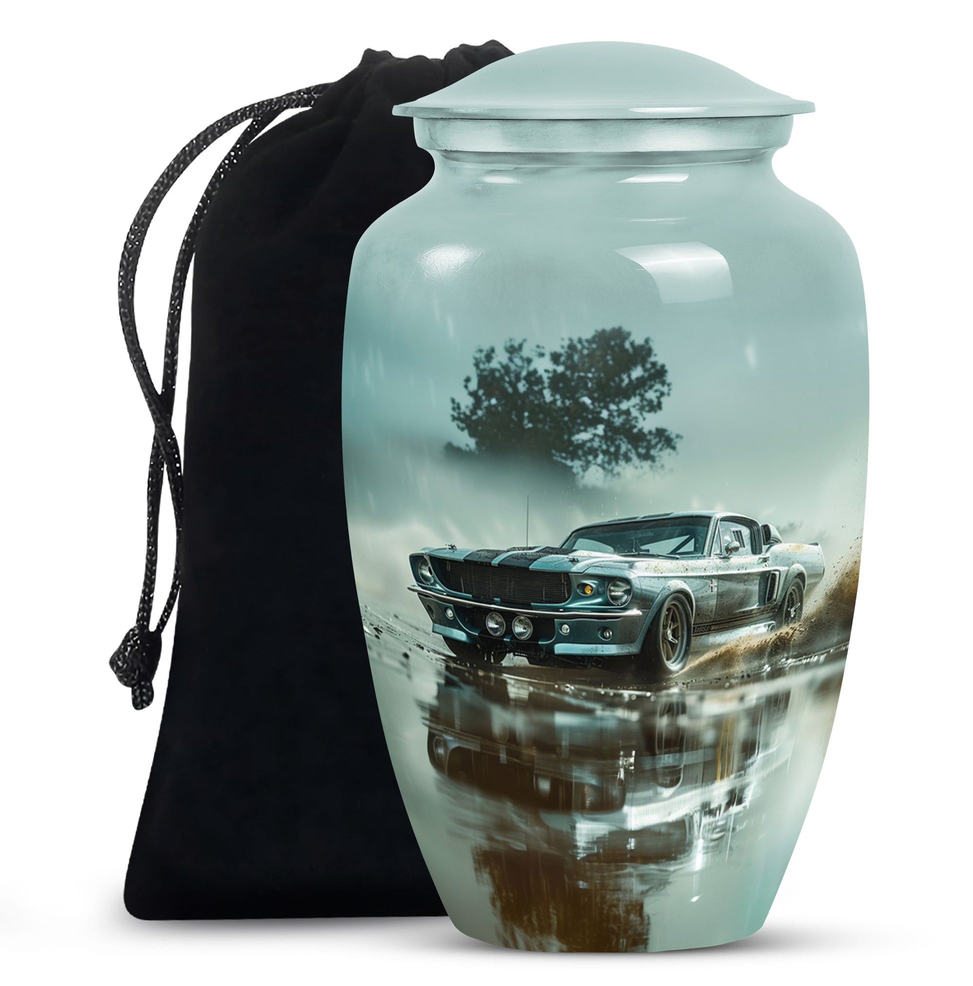 Classic Muscle In The Rain - Car Urn Teardrop, Heart Cremation Urn