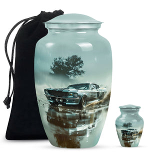 Classic Muscle In The Rain - Car Urn Teardrop, Heart Cremation Urn