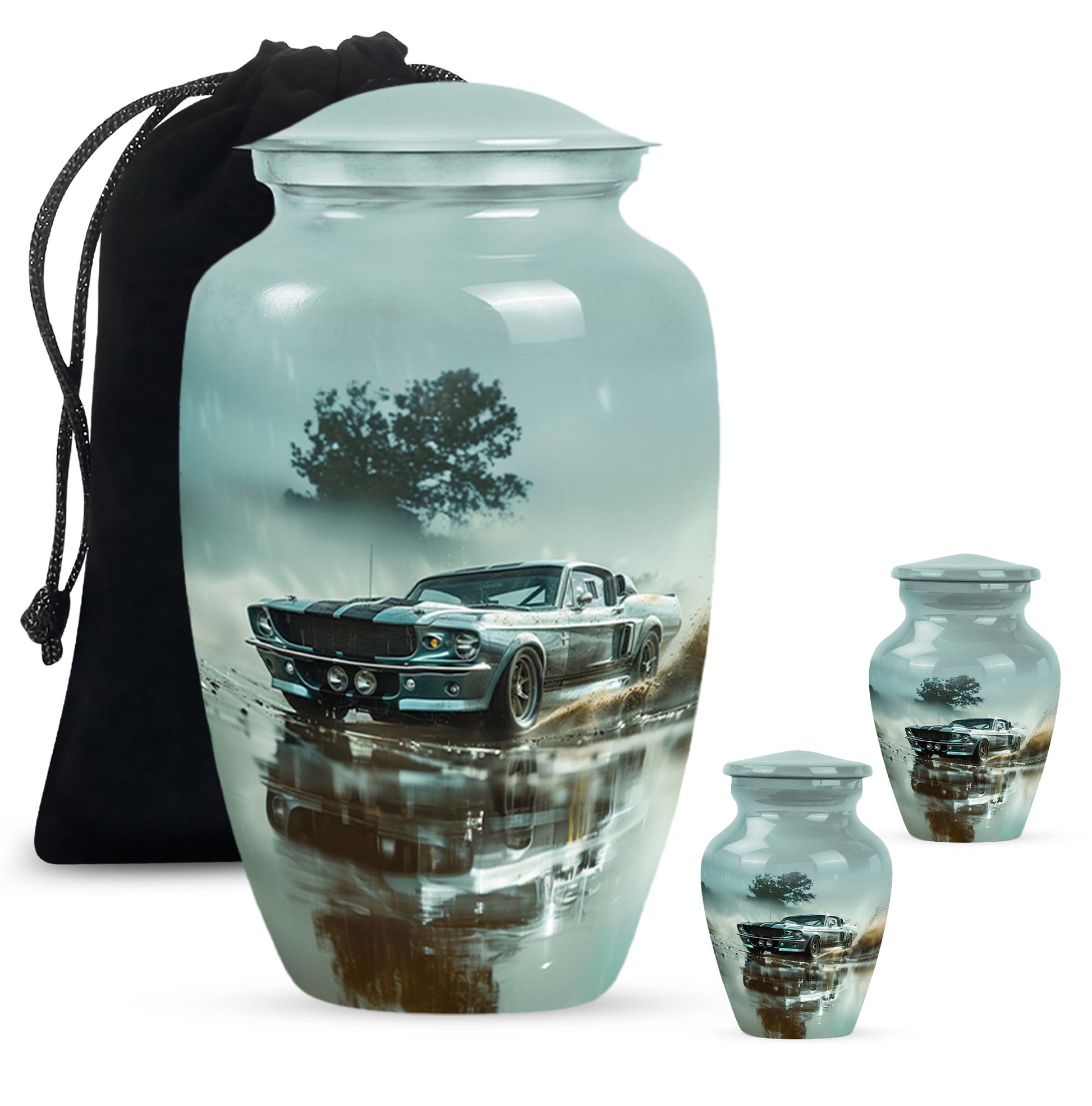 Classic Muscle In The Rain - Car Urn Teardrop, Heart Cremation Urn