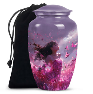 Pink Butterfly Urn For Human Ashes Funeral, Ashes Urn For Ashes