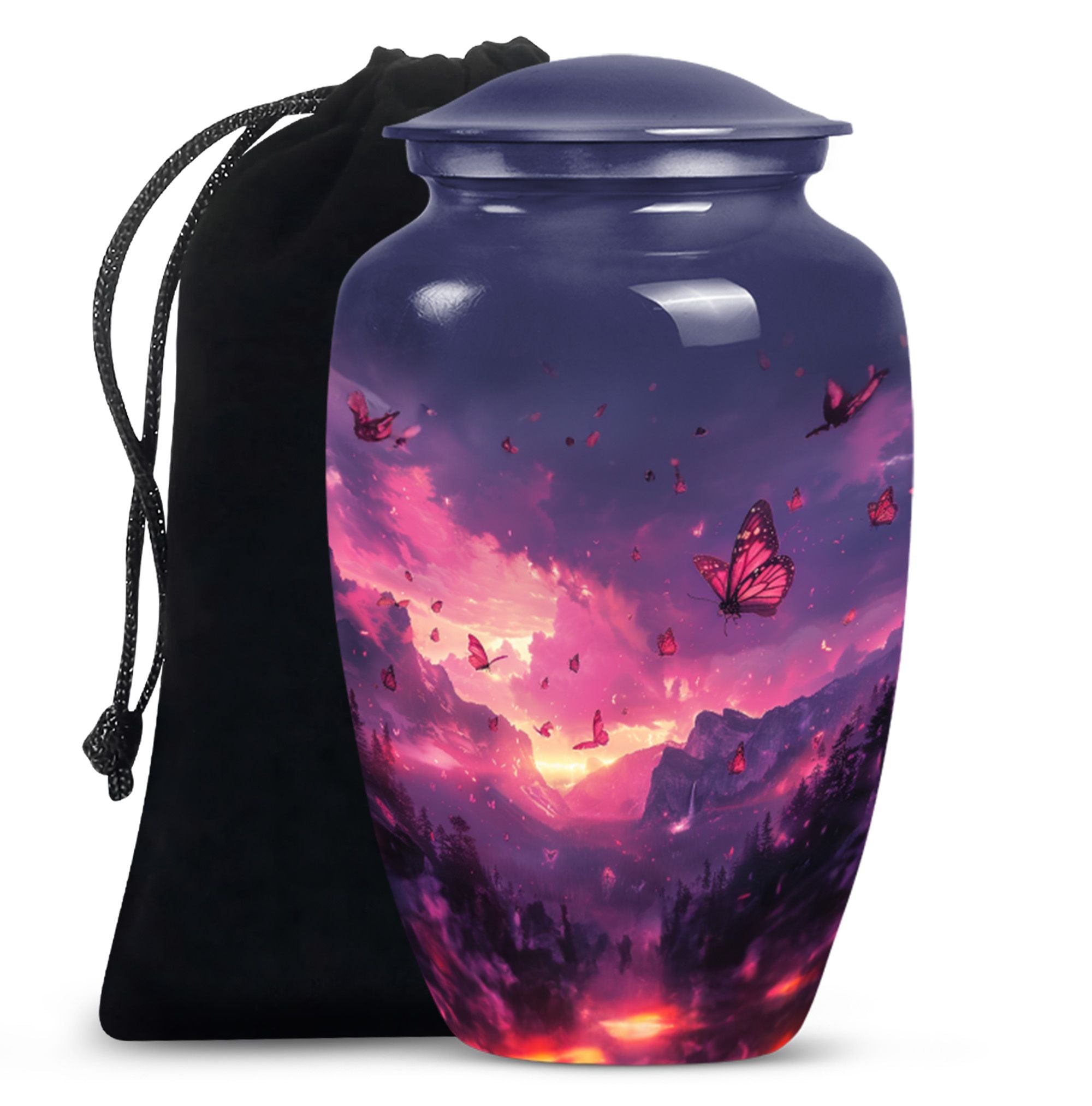 Pink Butterfly Double Urns Large Funeral, Ashes Urn For Ashes