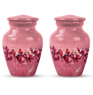 Pink Butterfly Personalized Urn Funeral, Ashes Memorial Urn