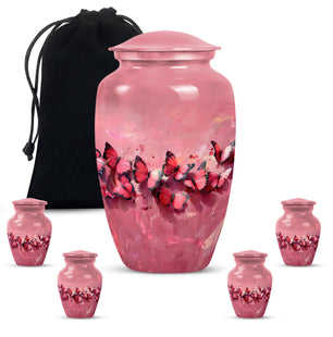 Pink Butterfly Personalized Urn Funeral, Ashes Memorial Urn