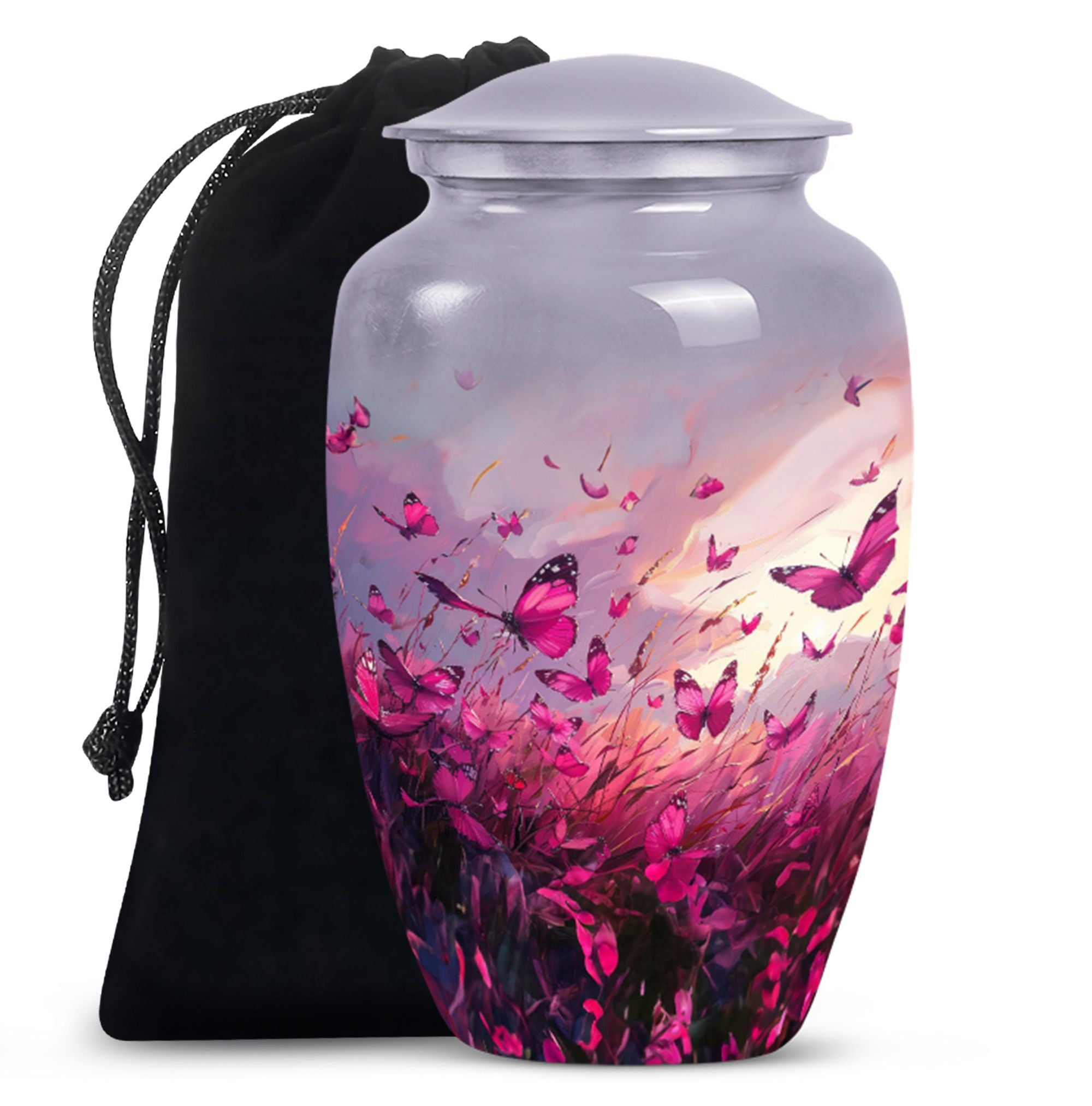 Pink Butterfly Burial Urn Funeral, Ashes Cremation Urn For Ashes