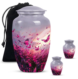 Pink Butterfly Burial Urn Funeral, Ashes Cremation Urn For Ashes