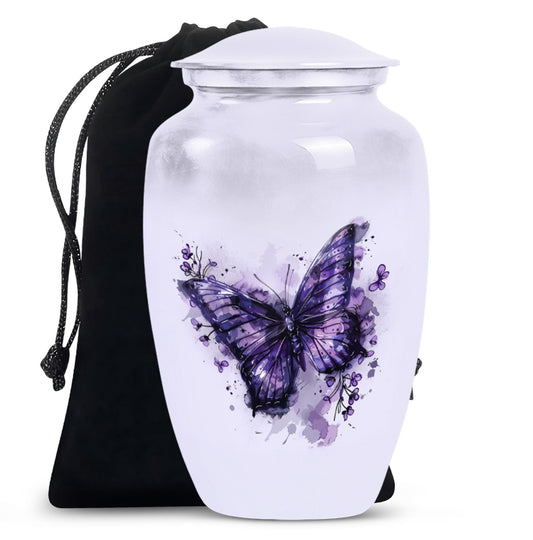 Purple Butterfly Urns For Mom Funeral, Ashes Cremation Urn
