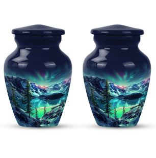 Aurora Borealis Little Urns Large Funeral, Ashes Urn For Ashes