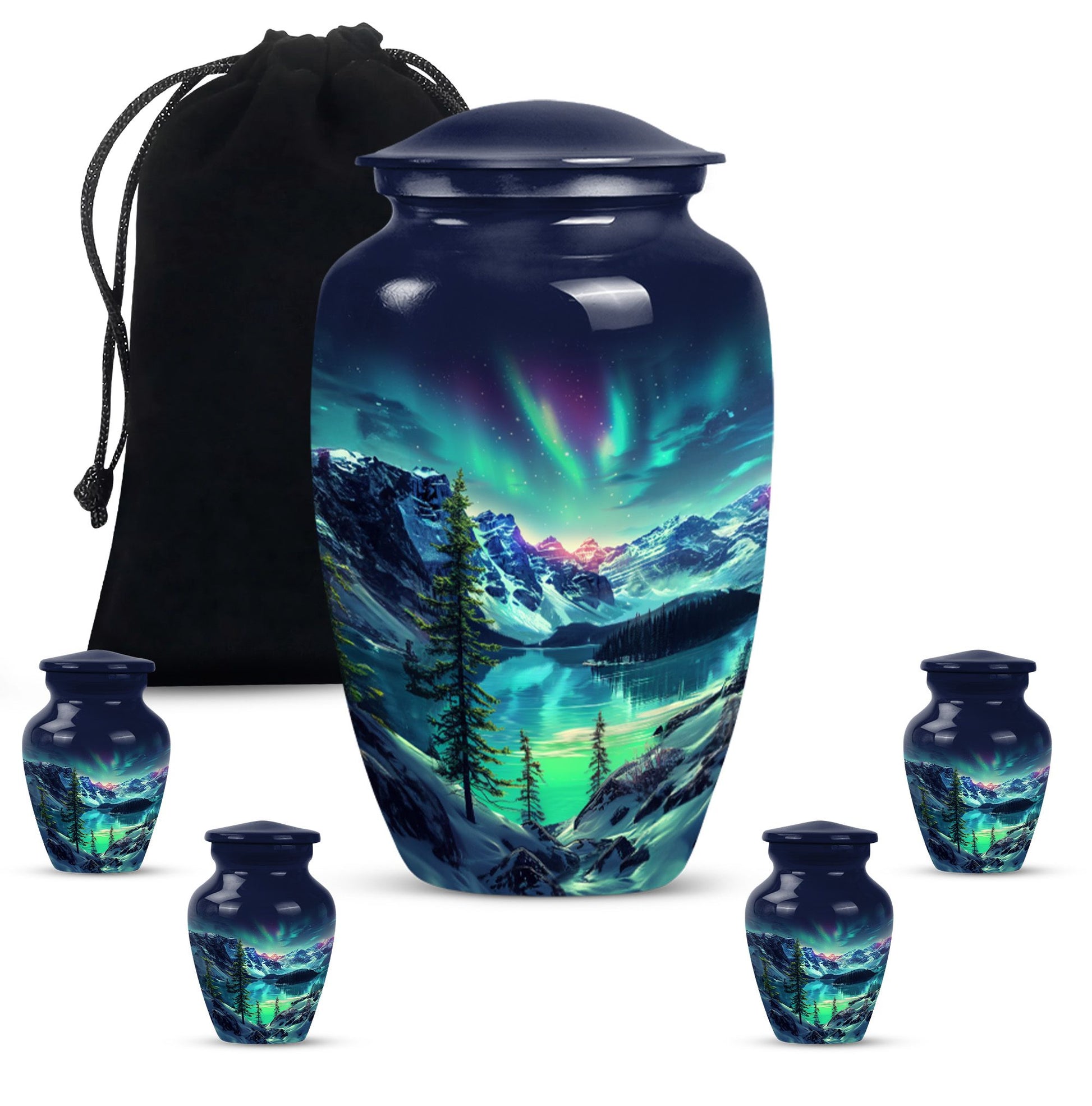 Aurora Borealis Little Urns Large Funeral, Ashes Urn For Ashes