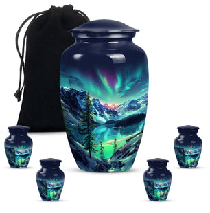 Aurora Borealis Little Urns Large Funeral, Ashes Urn For Ashes