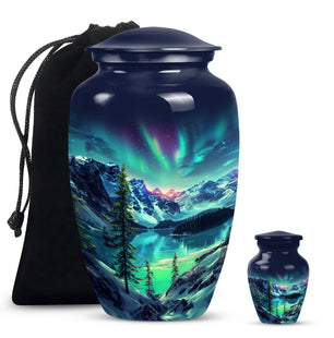 Aurora Borealis Little Urns Large Funeral, Ashes Urn For Ashes