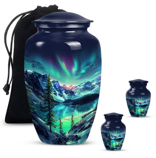 Aurora Borealis Little Urns Large Funeral, Ashes Urn For Ashes