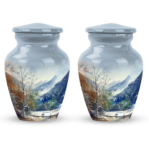 Mountains Urn For Human Remains Funeral, Ashes Memorial Urn
