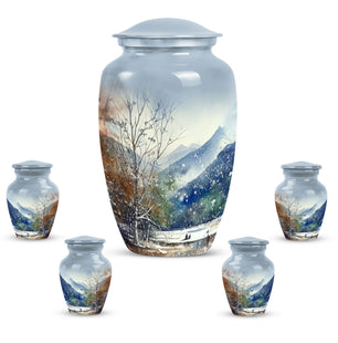 Mountains Urn For Human Remains Funeral, Ashes Memorial Urn