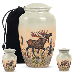 Moose Walking Small Urns For Ashes Funeral, Ashes Urn