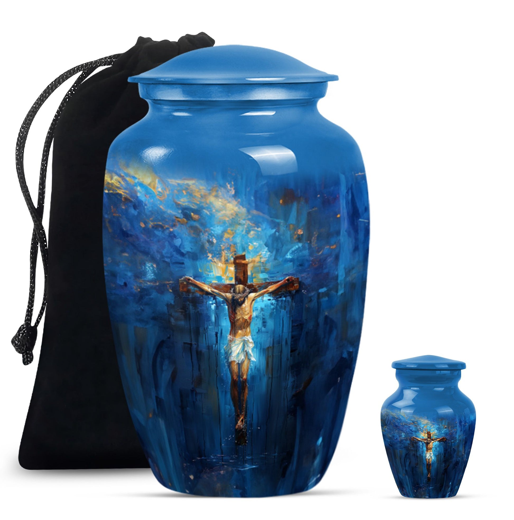 Jesus Theme Large Urn With 1 Keepsake Urn