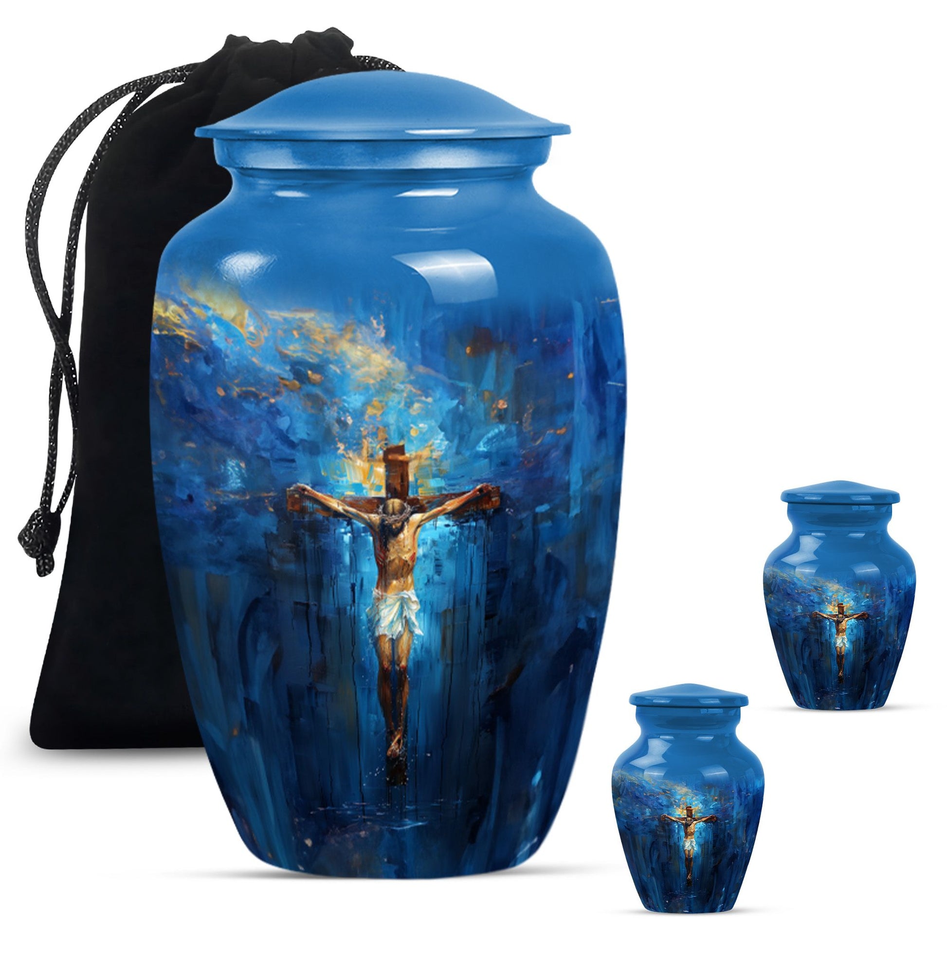 Jesus Theme Large Urn With 2 Keepsake Urn