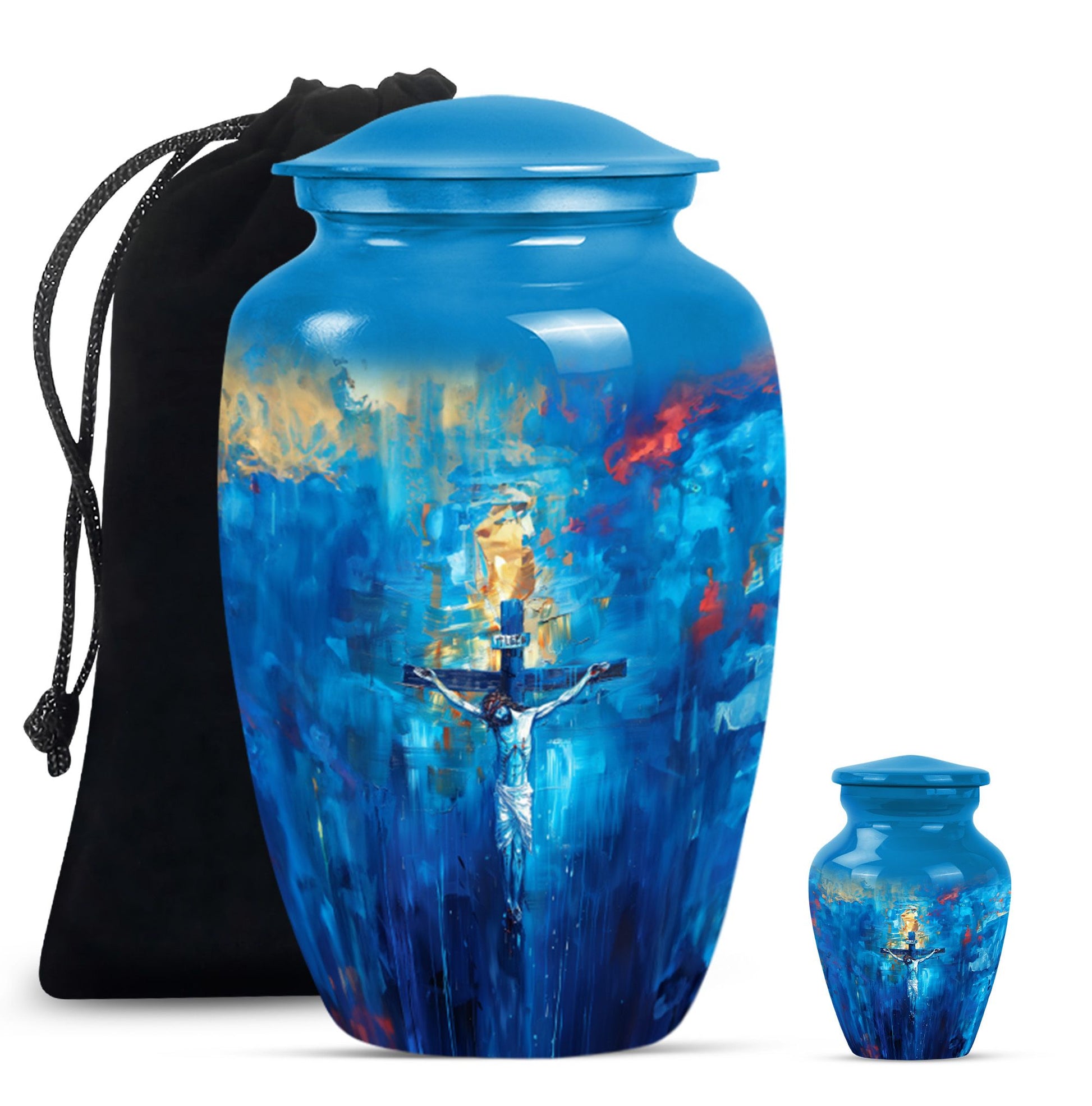 Jesus Theme Large Urn With 1 Keepsake Urn