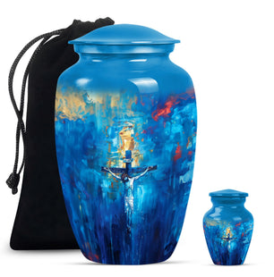Jesus Theme Large Urn With 1 Keepsake Urn