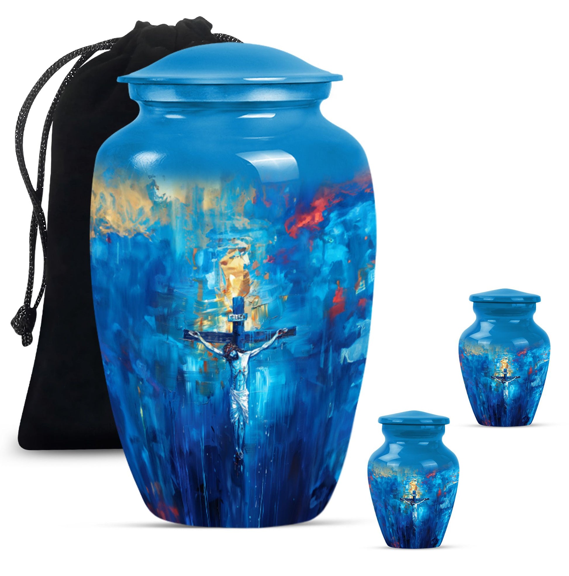 Jesus Theme Large Urn With 2 Keepsake Urn