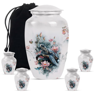 Tortoise Theme Large Urn With 4 Keepsake Urn
