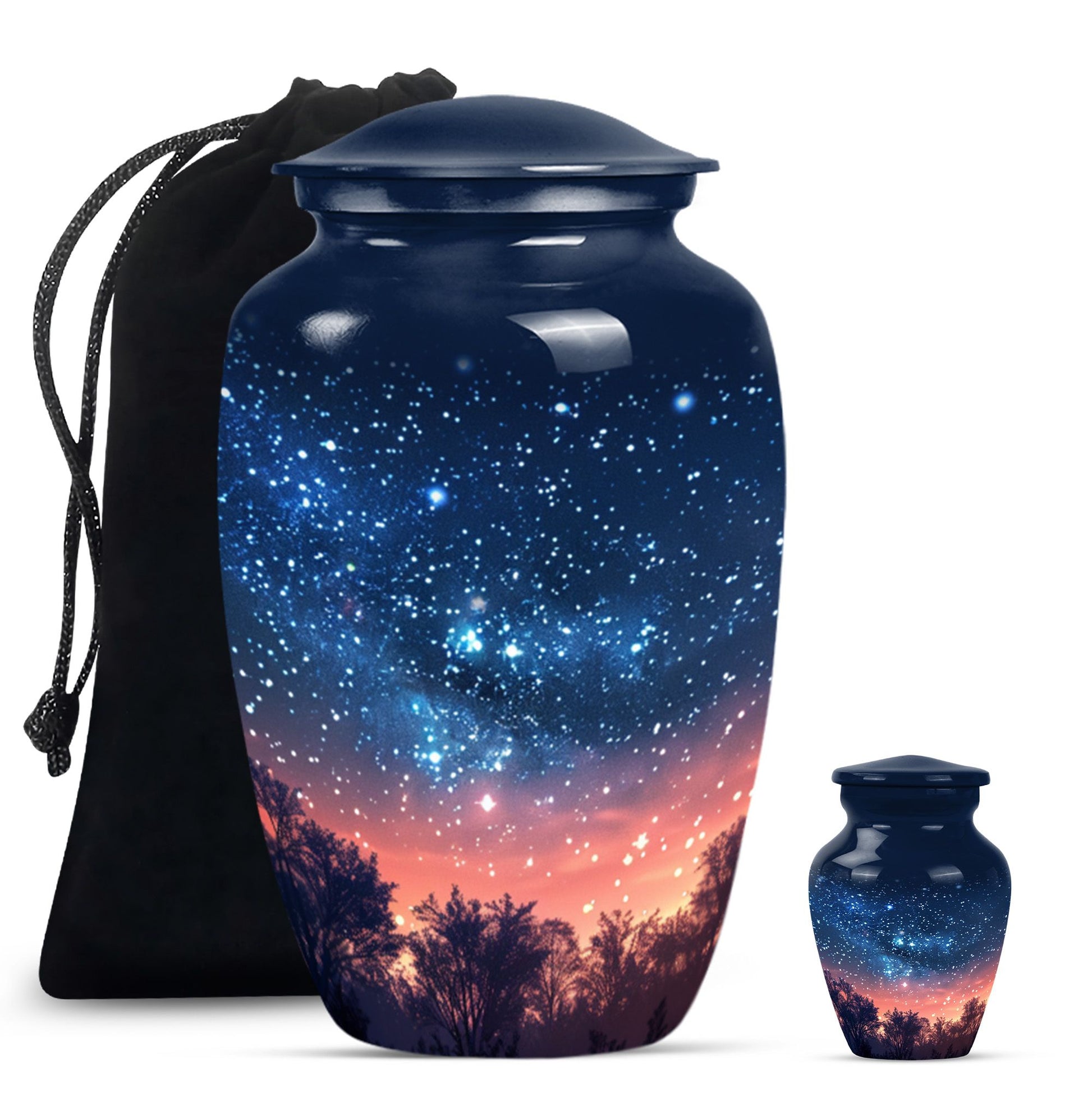 Majestic Sky Theme Large Urn With 1 Keepsake Urn