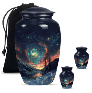 Majestic Sky Theme Large Urn With 2 Keepsake Urn
