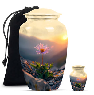 Flower Theme Large Urn With 1 Keepsake Urn