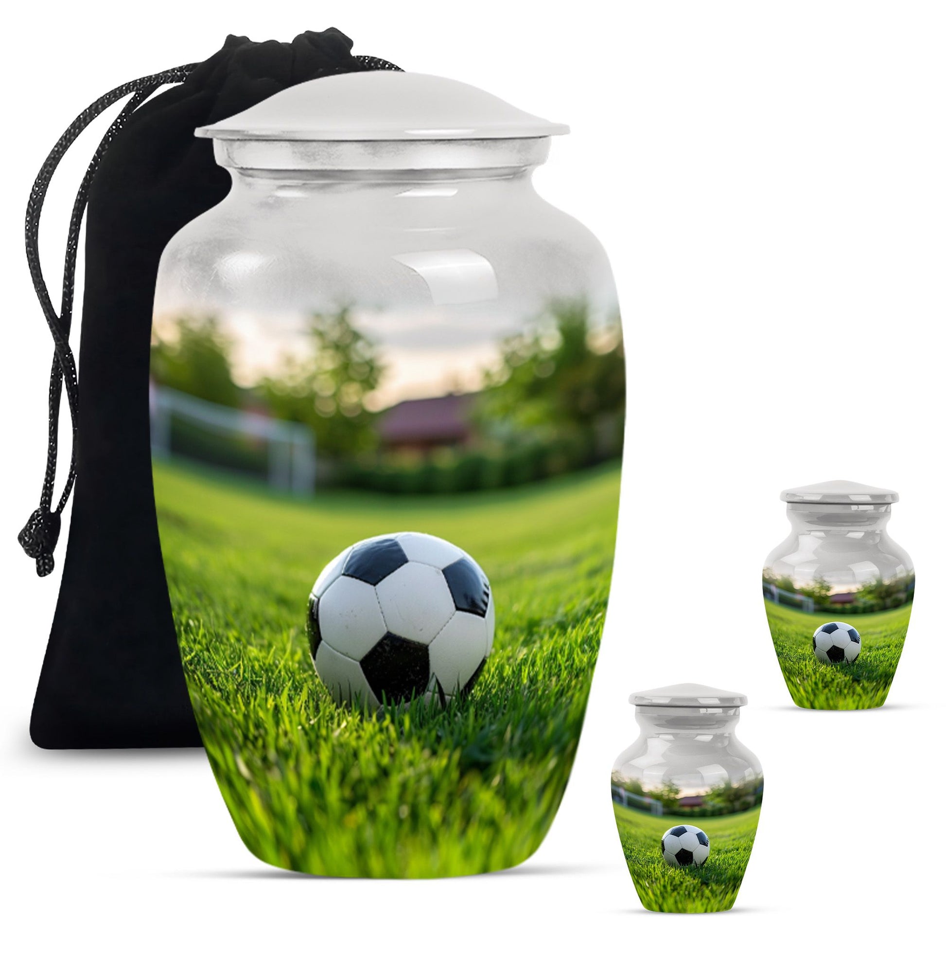 Foothball Theme Large Urn With 2 Keepsake Urn