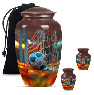 Foothball Theme Large Urn With 2 Keepsake Urn