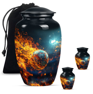 Foothball Theme Large Urn With 2 Keepsake Urn