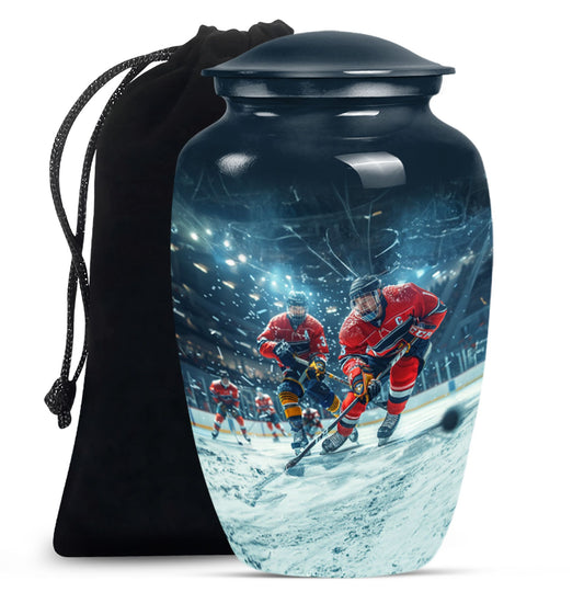 Ice Hockey Theme Large Urn 10 Inch