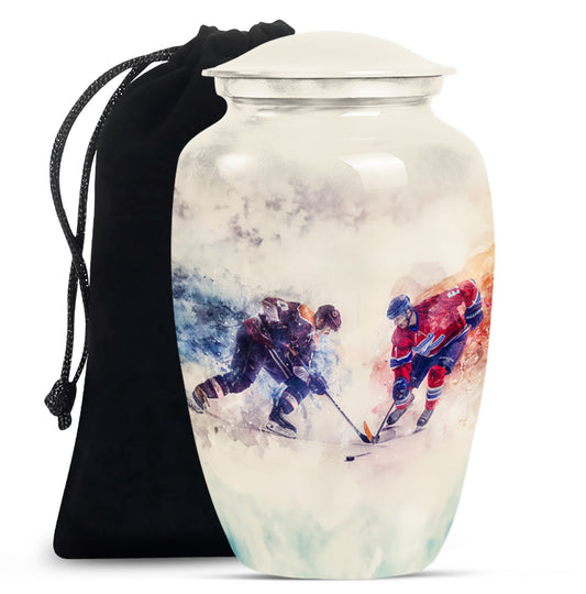 Ice Hockey Theme Large Urn 10 Inch