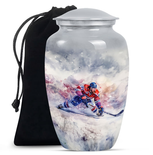 Ice Hockey Theme Large Urn 10 Inch