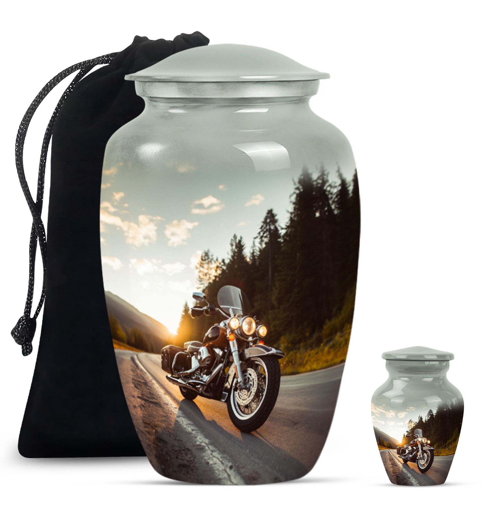 Bike Theme Large Urn With 1 Keepsake Urn