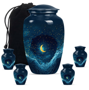 Majestic Moon Theme Large Urn With 4 Keepsake Urn