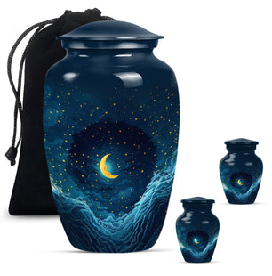 Majestic Moon Theme Large Urn With 2 Keepsake Urn
