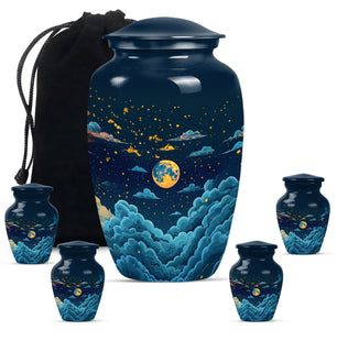 Majestic Moon Theme Large Urn With 4 Keepsake Urn