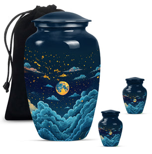 Majestic Moon Theme Large Urn With 2 Keepsake Urn