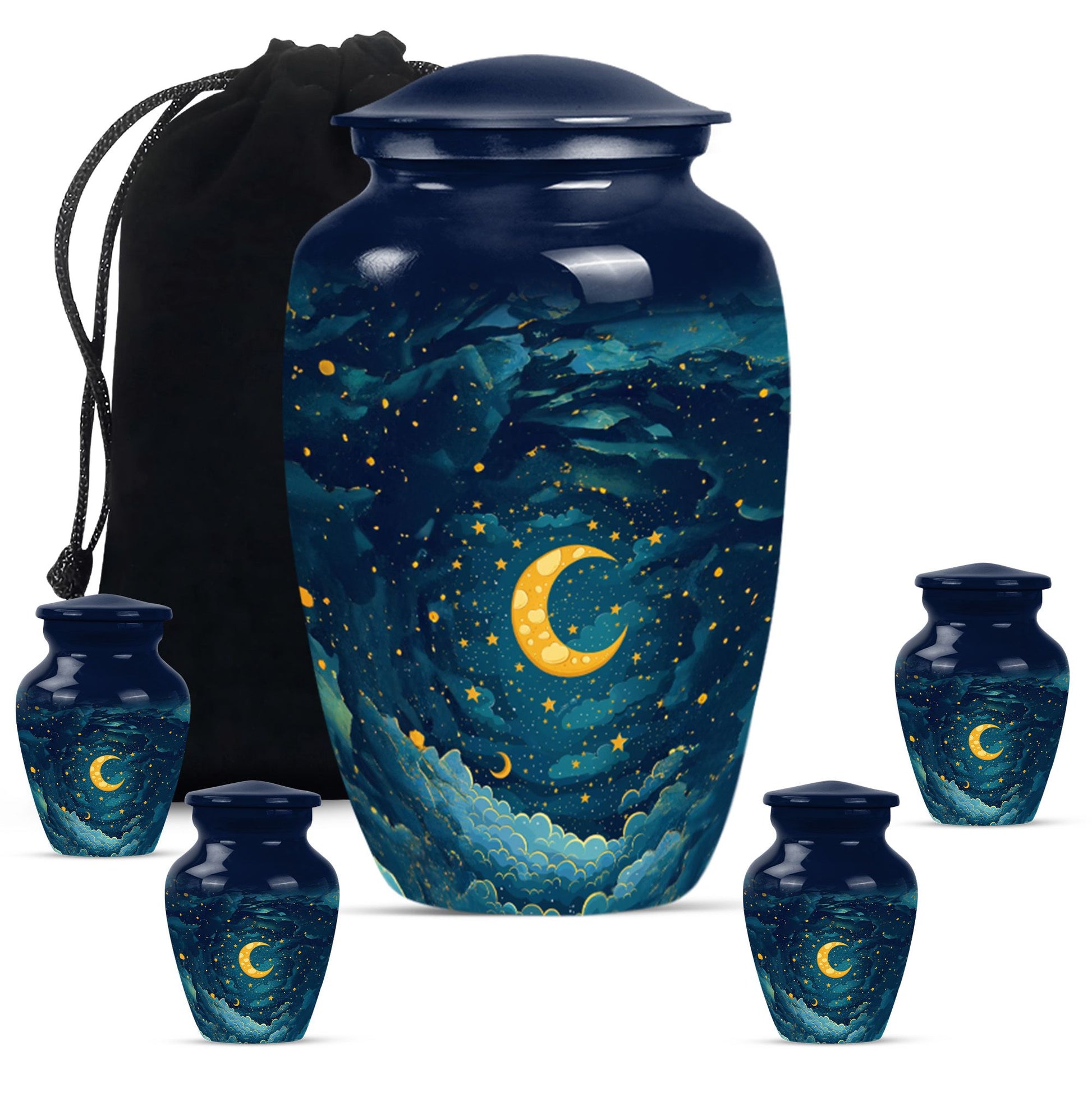 Majestic Moon Theme Large Urn With 4 Keepsake Urn